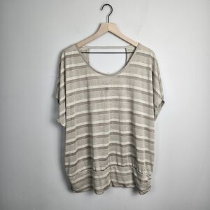 Lane Bryant Tan Brown Striped Top 18/20
